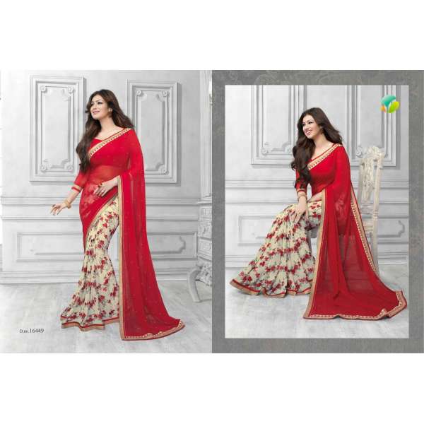16449 Red Vinay Sheesha Star Walk Saree
