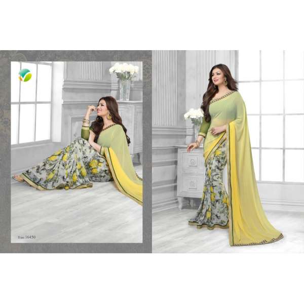 16450 Yellow Green Vinay Sheesha Star Walk Saree