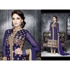 Blue Gold Embroidered Dress Kurti Party Wear Salwar Suit