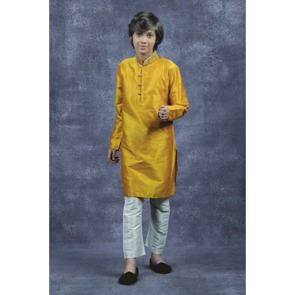 Yellow Kids Kurta Pajama Indian Boys Wedding Suit