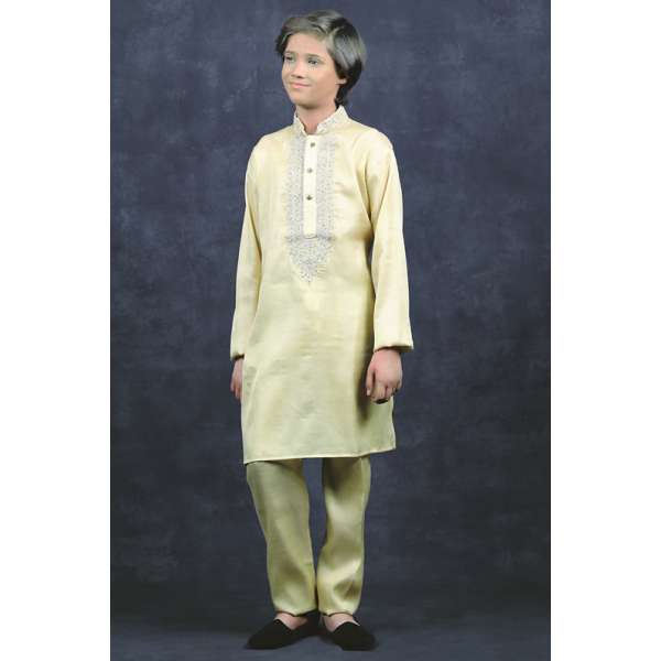 Gold Pakistani Style Kurta Pajama for Boys