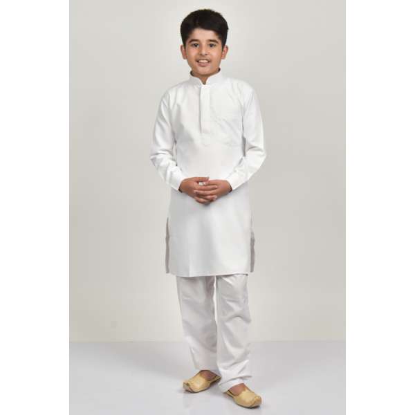 White Festive Wear Boys Kurta Shalwar Suit