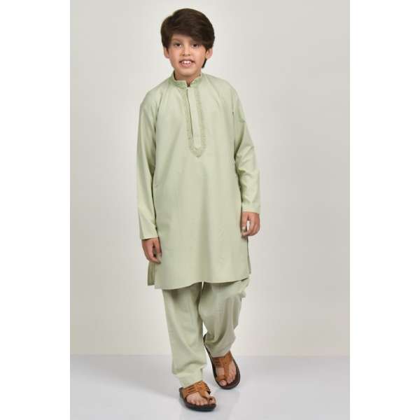 Pista Embroidered Teen Boys Kurta Shalwar Suit
