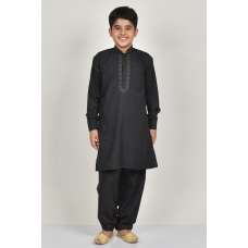 Black Embroidered Formal Boys Kurta Shalwar