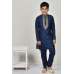 Boys Gold Embroidered Navy Blue Kurta Payjama