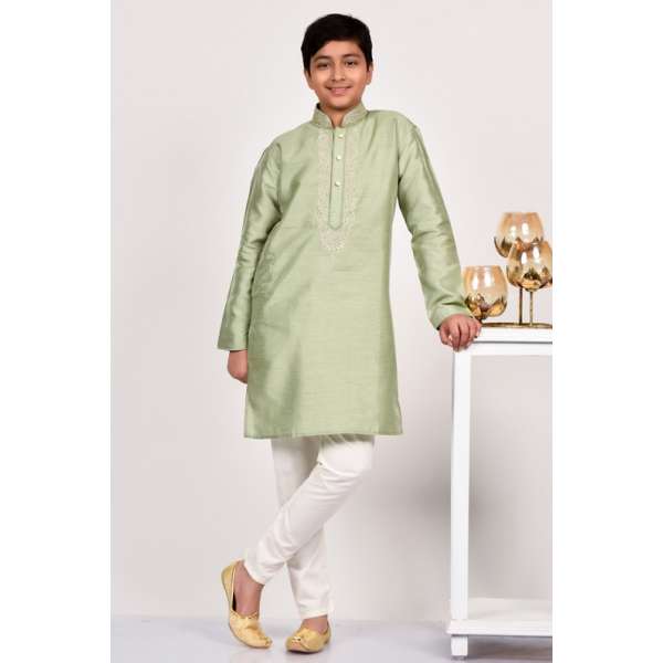 Sage Green Indo-Western Style Boys Kurta Pajama