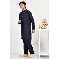 Navy Blue Boys Casual Kurta Shalwar 