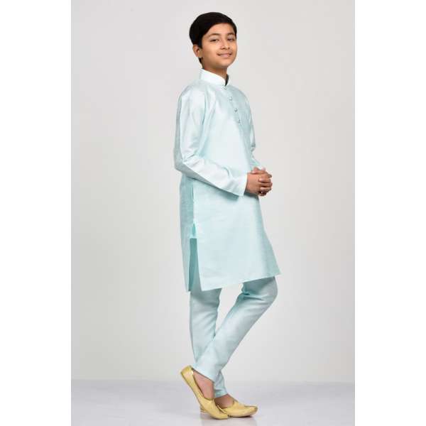Ice Blue Silk Indian Wedding Kurta Pajama