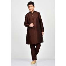Brown Ready to Wear Indian kids Kurta Pajama Set