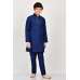 Navy Blue Pakistani Teen Boys Silk Kurta Pajama
