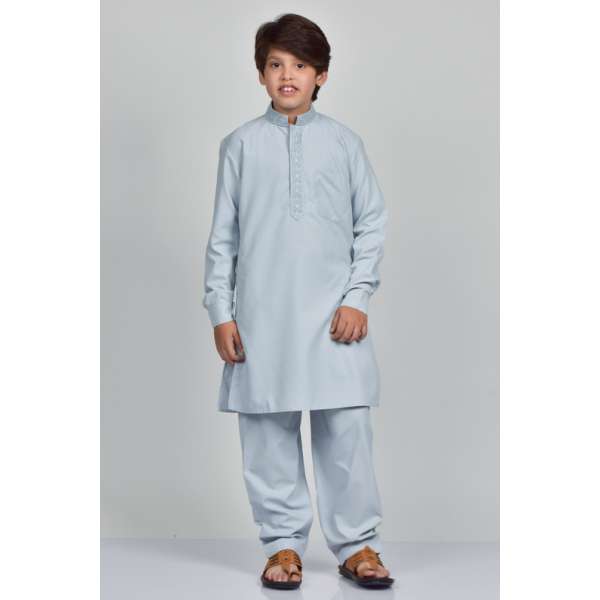 Light Blue Embroidered Pakistani Boys Kurta Shalwar