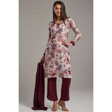 Maroon Floral Printed Pakistani Designer Readymade Suit