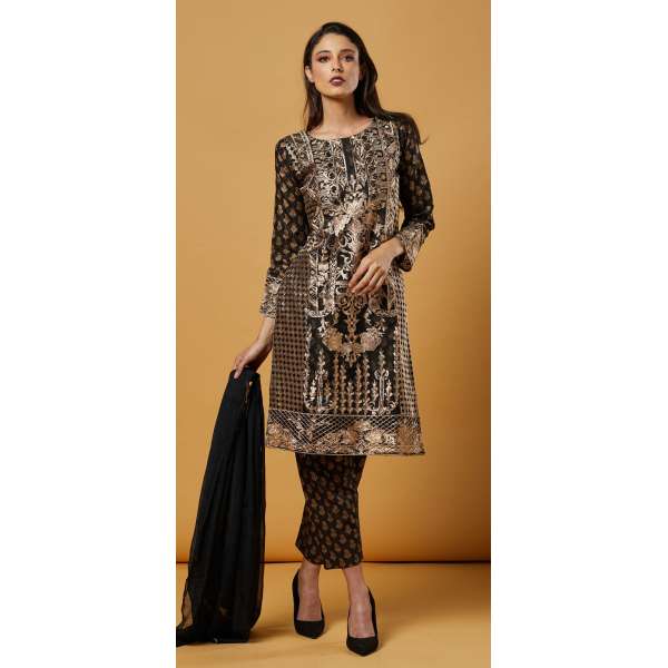 Black Gold Dress Indian Wedding Salwar Suit