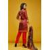 Red Printed 100% Silk Salwar Kameez