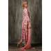 Peach Floral Printed Circular Dress Indian Ethnic Party Suit