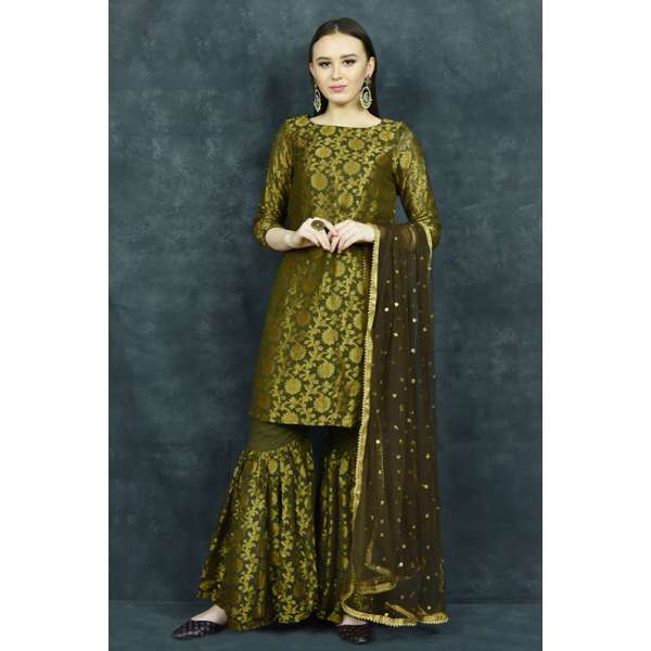 Mehndi Green Indian Wedding Designer Gharara