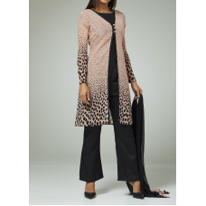 Black Pink Jack Dress Animal Print Readymade Suit 