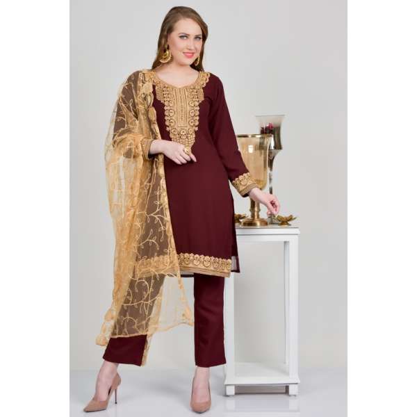 Dark Maroon Party Wear Suit