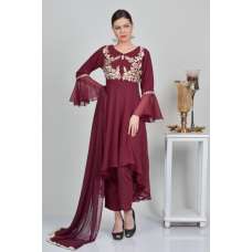 Dark Maroon Indian Designer Readymade Dress