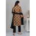 Brown & Black Crepe Printed Readymade Salwar Suit