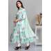 Mint Digital Printed Frock Style Churidar Suit Readymade Crepe Dress