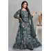 Charcoal Grey Printed Long Dress Party Wear Gown