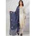 Cream Blue Embroidered Festive Salwar Kameez Suit