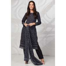 Black Printed Pakistani Style Casual Suit