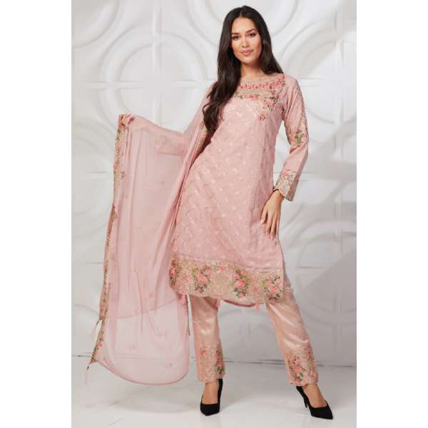 Light Pink Indian Designer Embroidered Suit