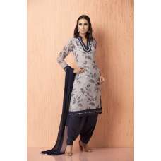 Grey Floral Printed Pakistani Designer Salwar Kameez