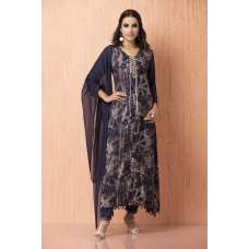 Navy Blue Maxi Dress Party Suit Readymade Gown