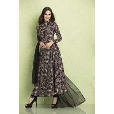 Black Anarkali Maxi Floral Dress Readymade Suit 