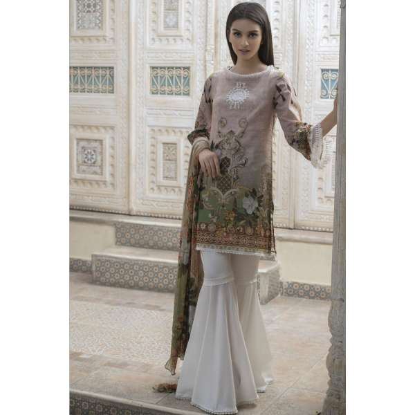 DUSTY BROWN PRINTED READY MADE PAKISTANI SUIT