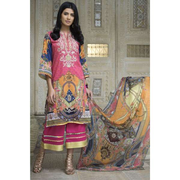 PINK PRINTED LAWN SUMMER WEAR SUIT