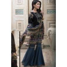 ZARS-100 BLACK PRINTED LAWN SUMMER FESTIVE GHARARA PENT SUIT