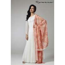 Off White Peach Flared Dress Anarkali Gown Off White Peach Flared Dress Anarkali Gown