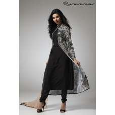 BLACK PRINTED JACKET STYLISH READY MADE DRESS