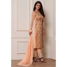 Peach Straight Designer Dress Readymade Indian Suit 