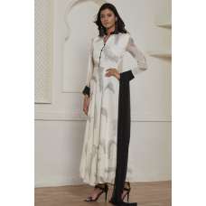 Off White Long Flared Readymade Dress