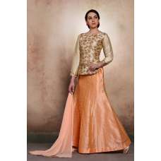 Gold Top Peach Silk Banglori Choli Readymade Suit
