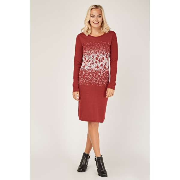 Wine Winter Contrast Knit Jumper Dress