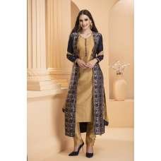 Blue Jacket Dress With Gold Long Shirt Party Readymade Suit