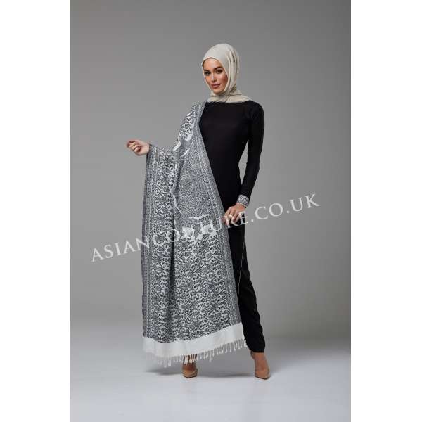 ZAC-801 BLACK WINTER WEAR READY MADE PAKSITANI STYLE OUTFIT WITH WARM SHAWL