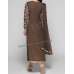 BROWN AND BEIGE A LINE SLIT JACKET STYLE CHURIDAAR SUIT