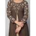 BROWN AND BEIGE A LINE SLIT JACKET STYLE CHURIDAAR SUIT