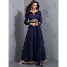 NAVY BLUE STUNNING EMBELLISHED EVENING MAXI GOWN(READY MADE)
