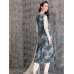 Blue Dress Wrap Printed White Design Readymade 