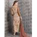 ZAC-11 BROWN LONG DRESS WITH JACKET STYLE LAYERED BODICE (READY MADE)
