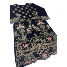 BLUE PAKISTANI DESIGNER LINED EMBROIDERED SALWAR SUIT