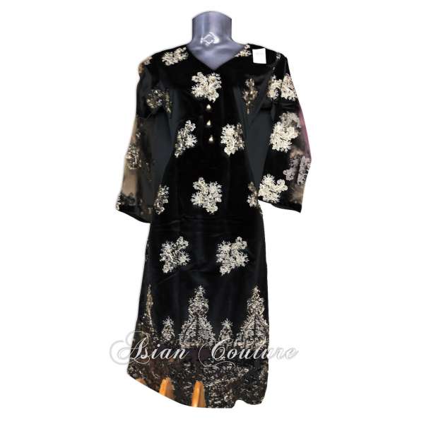 Stunning Black Embroidered Ready Made Salwar Kameez Suit